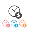 Business and finance management icon in flat style. Time is money vector illustration on white background. Financial Royalty Free Stock Photo