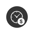 Business and finance management white icon in flat style. Time is money vector illustration on gray background Royalty Free Stock Photo