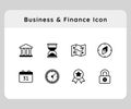 business and finance office bank sand glass map calendar clock icon icons set award padlock collection collections package white Royalty Free Stock Photo