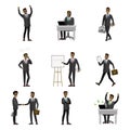 Cartoon African American Businessman Characters Royalty Free Stock Photo