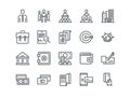 Business and Finance. Set of outline vector icons. Includes such as Teamwork, Bank, Payment and other. Editable Stroke
