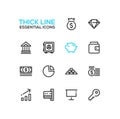 Business, Finance, Symbols - thick line design icons set