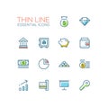 Business, Finance, Symbols - thick line design icons set