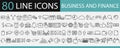 80 Business and finance web icon set. Outline icon collection. Vector illustration Royalty Free Stock Photo