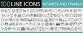 100 Business and finance web icon set. Outline icon collection. Vector illustration Royalty Free Stock Photo