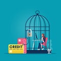 Business financial crisis concept-credit card slaves