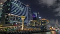 Business Financial Downtown City and Skyscrapers Tower Building at Marina Bay night timelapse hyperlapse, Singapore Royalty Free Stock Photo