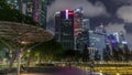 Business Financial Downtown City and Skyscrapers Tower Building at Marina Bay night timelapse hyperlapse, Singapore Royalty Free Stock Photo