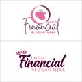 Business financial face woman crown symbol icon logo design