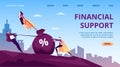 Business financial support by people hero, flat super leader person vector illustration. Successful help for man work