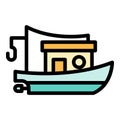 Business fishing boat icon color outline vector