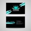 Business fitness gym card (wings and muscle blue mint -black tone)