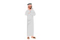 Business flat cartoon drawing Arab businessman feels toothache. Bad tooth, dental abscess. Man holding cheek with hand, suffering