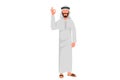 Business flat cartoon style drawing of Arab businessman showing OK sign with hand. Satisfied male manager gesturing all right, Royalty Free Stock Photo