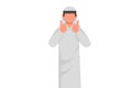 Business flat cartoon style drawing Arab businessman with two thumbs up gesture. Exited male manager showing thumbs up sign. Deal