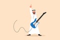 Business flat cartoon style drawing Arab male musician plays electric guitar. Man practicing in playing guitar. Guitarist perform Royalty Free Stock Photo