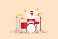 Business flat cartoon style drawing Arabian male musician, jazz, rock and roll playing drum instrument, percussion. Music pop Royalty Free Stock Photo