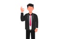 Business flat cartoon style drawing businessman showing OK sign with hands. Happy satisfied male manager gesturing all right, okay Royalty Free Stock Photo