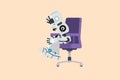 Business flat cartoon style drawing depressed robot sitting on chair thinking about money for paying bills during crisis. Modern