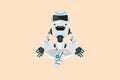 Business flat cartoon style drawing relaxed happy robot sitting with yoga pose, meditation. Modern robotic artificial intelligence