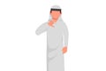 Business flat cartoon style drawing unhappy Arab businessman showing thumbs down sign gesture. Dislike, disagree, disappointment,