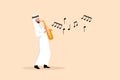 Business flat drawing Arabian saxophonist character. Jazz or blues musician, man playing saxophone. Male performer in festival Royalty Free Stock Photo