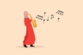 Business flat drawing Arabian saxophonist character. Jazz or blues musician, woman plays saxophone. Female performer in festival Royalty Free Stock Photo