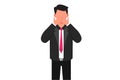 Business flat drawing businessman keep secret be quiet concept. Keeping mouth shut. Shocked man covering mouth with both hand.