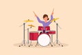 Business flat drawing female musician, jazz, rock and roll playing drum instruments, percussion. Music festival, pop concert, Royalty Free Stock Photo