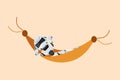 Business flat drawing happy robot lying and sleeping in hammock. Comfort, vacation, and recreation. Humanoid robot cybernetic