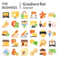 Business flat icon set, management symbols collection, vector sketches, logo illustrations, marketing signs color Royalty Free Stock Photo