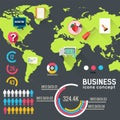 Business flat infographic world template with text fields. Vector Illustration design Royalty Free Stock Photo