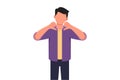 Business flat style of unhappy businessman showing thumbs down sign gesture. Dislike, disagree, disappointment, disapprove, no Royalty Free Stock Photo