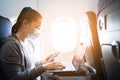 Business Flight Passenger On Airplane