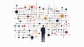 Business Flowchart and Man Working with Algorithm in Office Environment Royalty Free Stock Photo