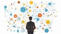 Business Flowchart and Man Working with Algorithm in Office Environment Royalty Free Stock Photo