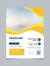 Business brochure template vector, poster, flyer, cover design with wavy orange background