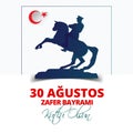 Turkey National Celebration Card, Badge, Banner or Poster Vector Design `30 agustos zafer bayrami kutlu olsun` - English translate