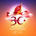 Vector illustration 30 agustos zafer bayrami Victory Day Turkey. Translation: August 30 celebration of victory and the National Da