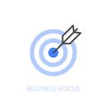 Business focus symbol with target and arrow in the center
