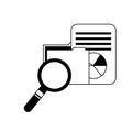 Business folder data information magnifying glass