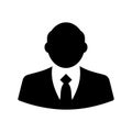 Business, formal, male icon. Black vector graphics