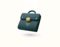 A business formal and minimal green briefcase with a yellow button on it. 3d rendered briefcase or business bag icon Royalty Free Stock Photo