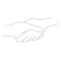 Business or friendly handshake at a meeting. Successful deal. Hand drawn sketch illustration