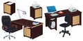 Business furniture. Office chairs and desks. Illustration for internet and mobile website