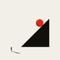 Business future goal or worry, vector concept. Symbol of rise, career growth, ambition, risk. Minimal illustration.