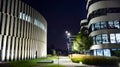 Business Garden complex in night. Seven independent buildings characterized by original architecture and an internal green garden.