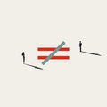 Business gender inequality vector concept. Symbol of unfair treatment, discrimination. Minimal illustration.