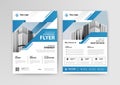 Business geometric vector template for Brochure, Flyer with Blue Color. Royalty Free Stock Photo