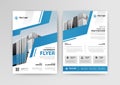 Business geometric vector template for Brochure, Flyer with Blue Color. Royalty Free Stock Photo